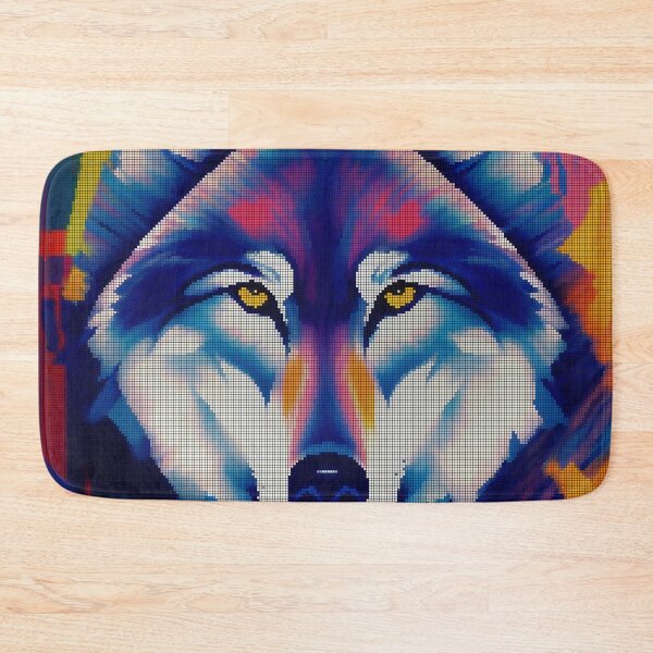 Item preview, Neon Colorful Abstract Wolf 8-bit Pixel Art designed and sold by PixelDripped.
