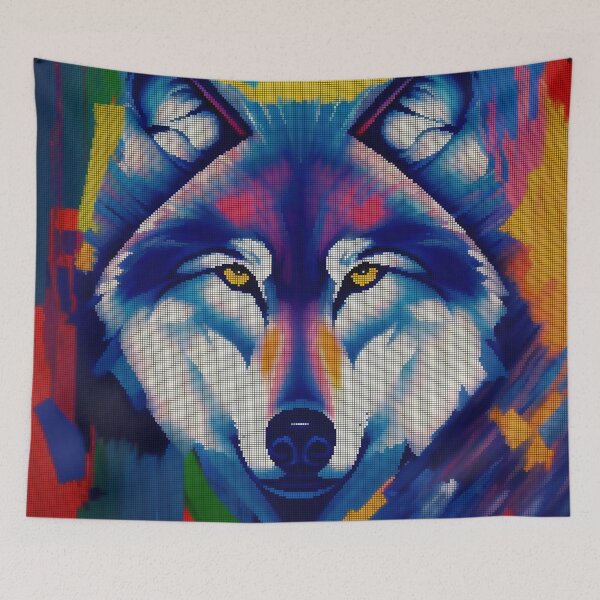 Item preview, Neon Colorful Abstract Wolf 8-bit Pixel Art designed and sold by PixelDripped.