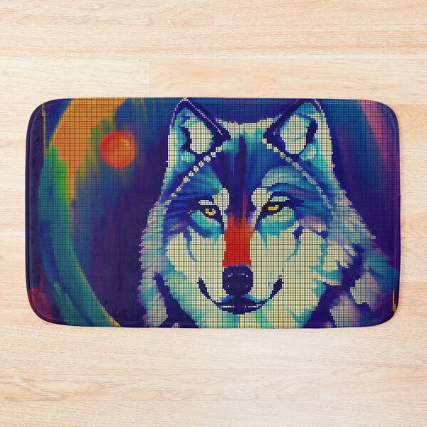 Item preview, Neon Colorful Abstract Wolf 8-bit Pixel Art designed and sold by PixelDripped.
