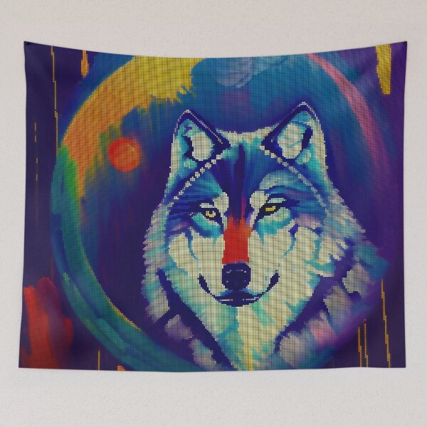 Item preview, Neon Colorful Abstract Wolf 8-bit Pixel Art designed and sold by PixelDripped.