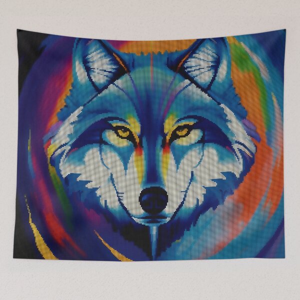 Item preview, Neon Colorful Abstract Wolf 8-bit Pixel Art designed and sold by PixelDripped.
