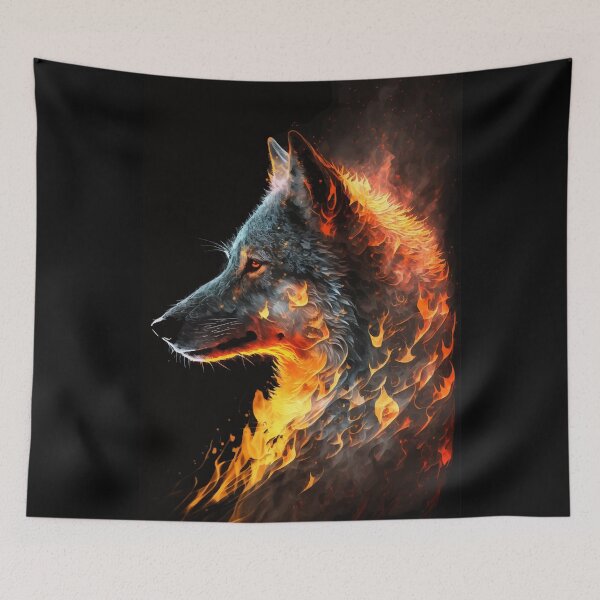 Item preview, Angry wolf on Fire Portrait designed and sold by Visual-wallart.