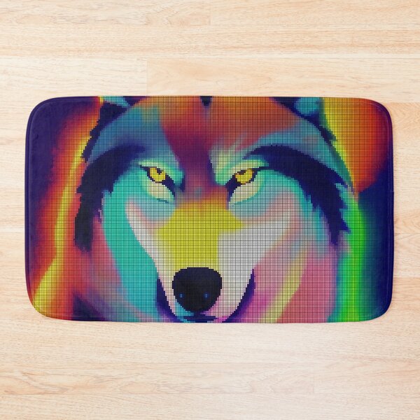 Item preview, Neon Colorful Abstract Wolf 8-bit Pixel Art designed and sold by PixelDripped.