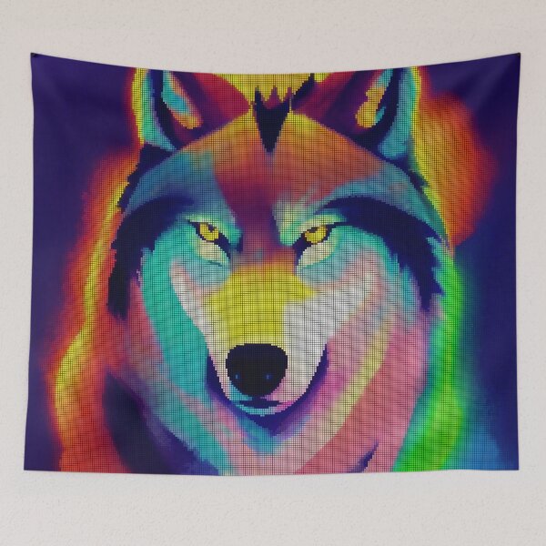 Item preview, Neon Colorful Abstract Wolf 8-bit Pixel Art designed and sold by PixelDripped.