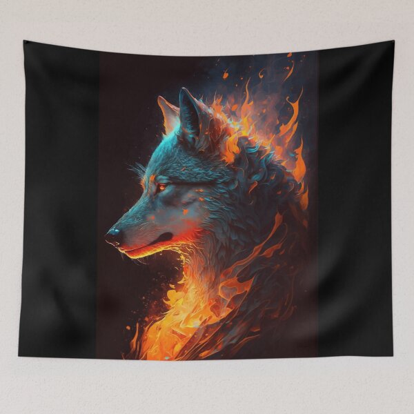 Item preview, Mythical Wolf on Fire Portrait designed and sold by Visual-wallart.