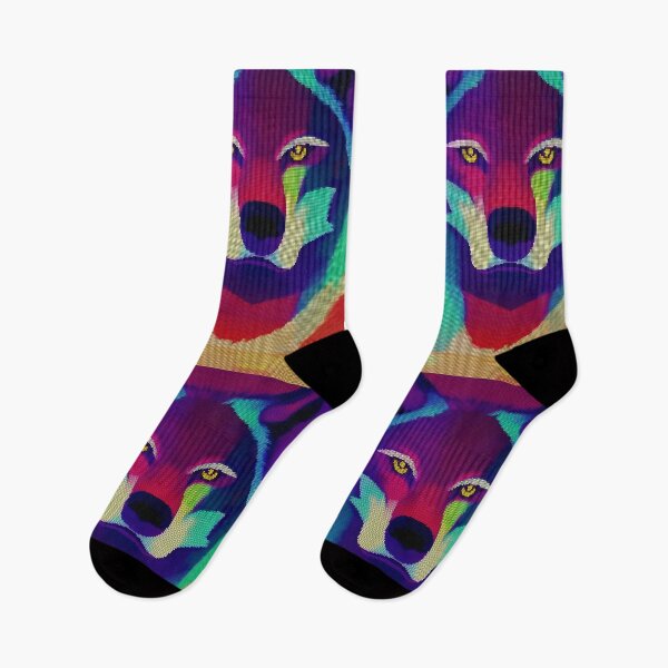 Item preview, Neon Colorful Abstract Wolf 8-bit Pixel Art designed and sold by PixelDripped.