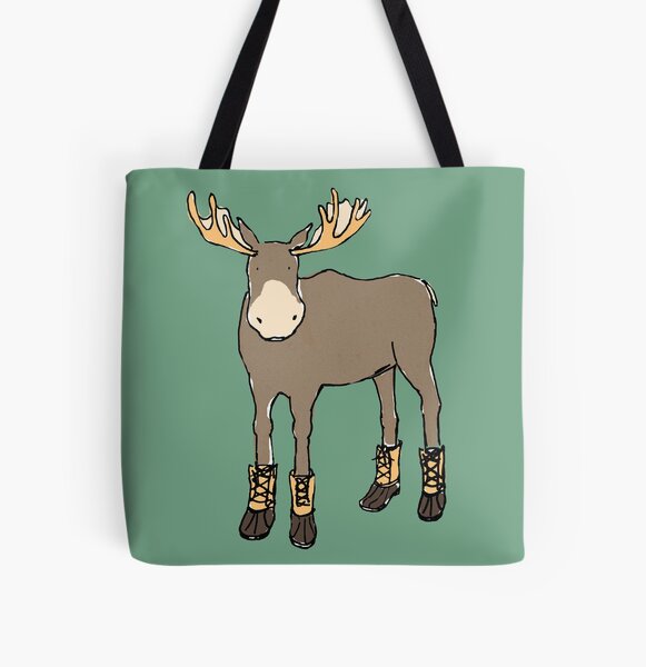 Moose in Boots All Over Print Tote Bag