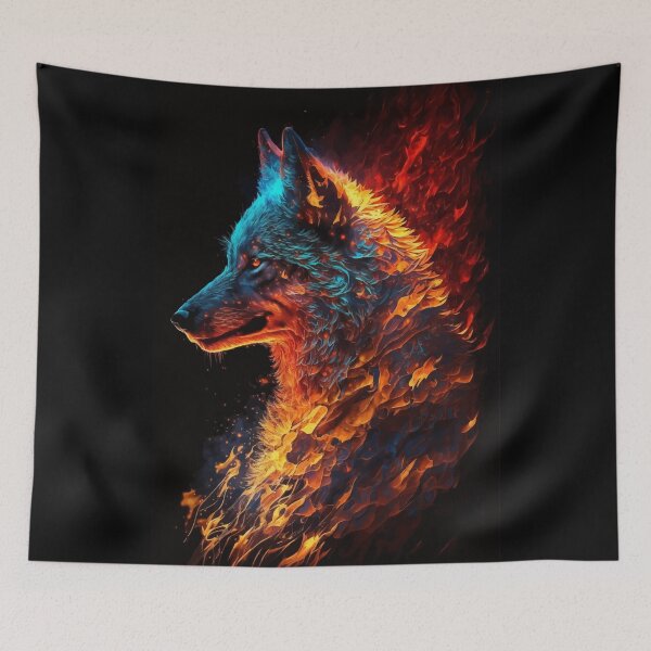 Item preview, Mythical Wolf Fire Portrait designed and sold by Visual-wallart.