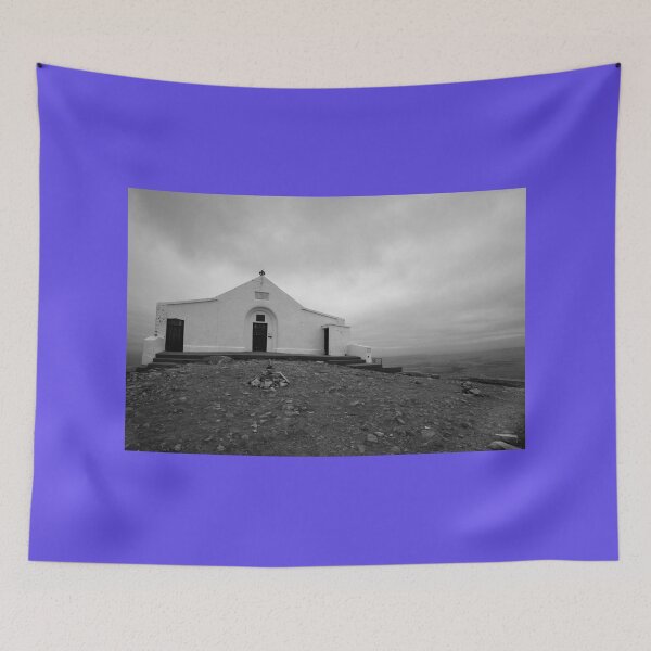 Item preview, Croagh patrick black and white chapel mountain faith designed and sold by eddiebarronshop.