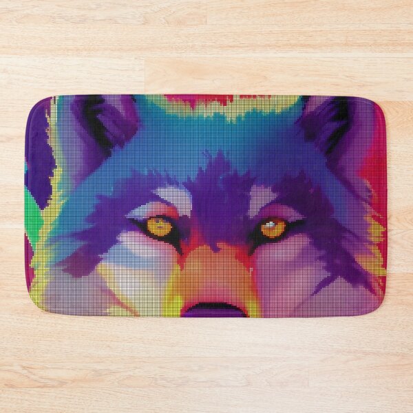 Item preview, Neon Colorful Abstract Wolf 8-bit Pixel Art designed and sold by PixelDripped.