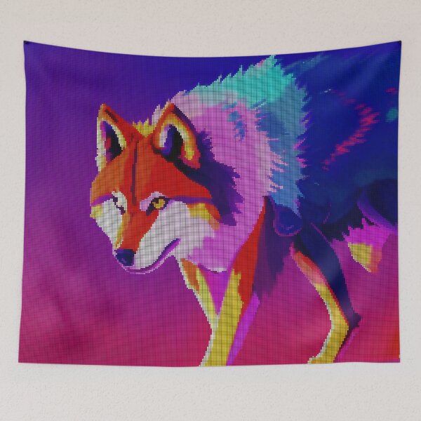 Item preview, Neon Colorful Abstract Wolf 8-bit Pixel Art designed and sold by PixelDripped.