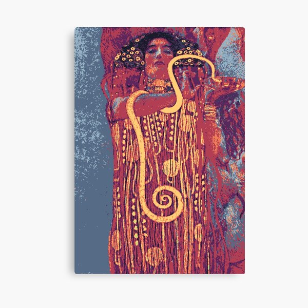 Aperçu de l'œuvre PIXELED (Gustav Klimt's Hygieia (1907)) - histoire de l'art classiques mythologie grecque arts et artisanat préraphaélite nouveau moderne pop lumineux coloré maximaliste créée et vendue par subculturemunch.