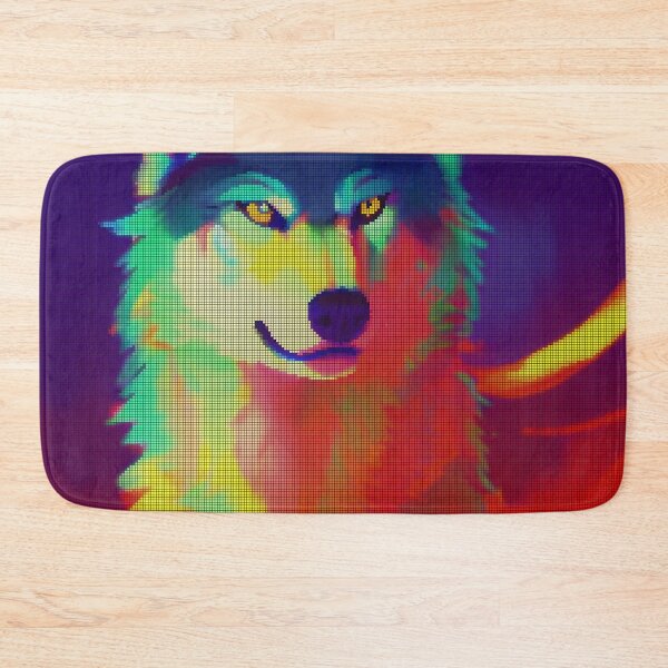 Item preview, Neon Colorful Abstract Wolf 8-bit Pixel Art designed and sold by PixelDripped.