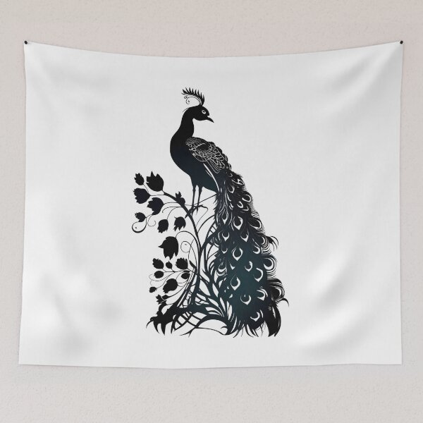 Artikelvorschau, Pfau-Silhouette entworfen und verkauft von ShadowAndSlate.