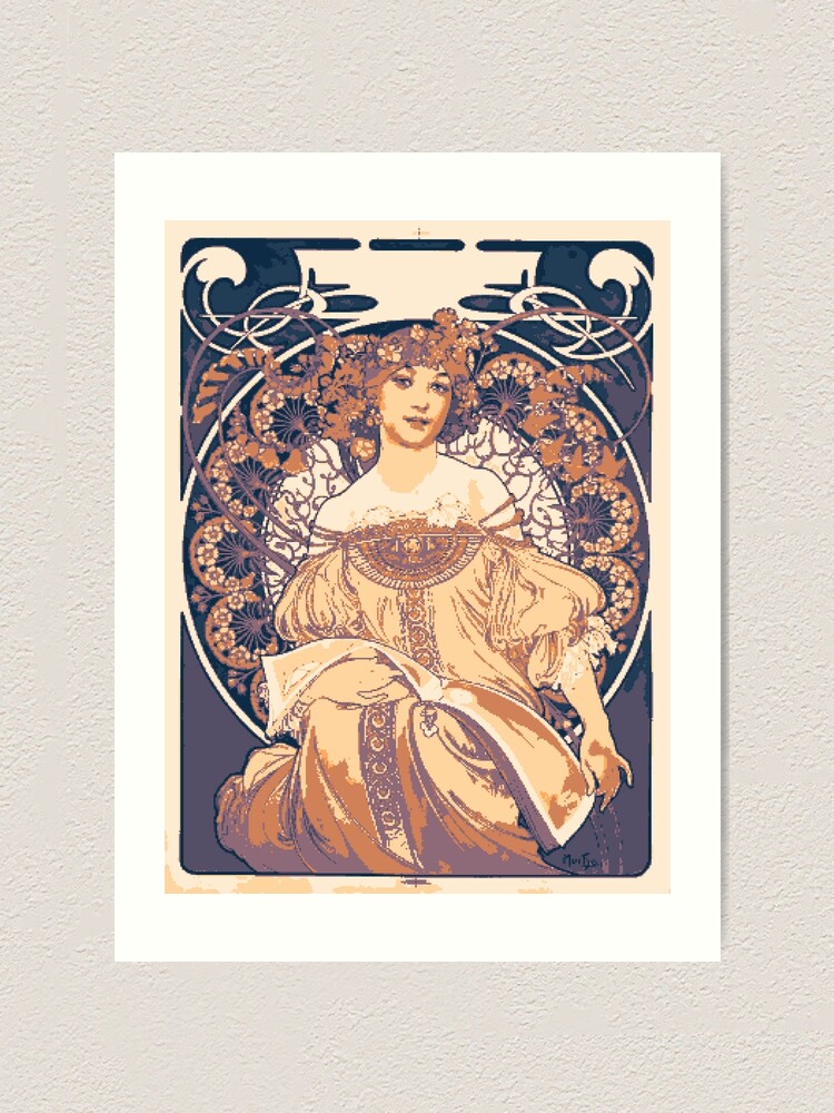 【額装セット】【DEATH NYC】Snoopy ×Alphonse Mucha PIXELED (Daydream Alphonse Mucha 1897) art nouveau pixel