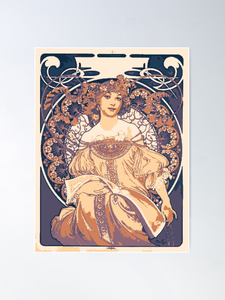 PIXELED (Daydream Alphonse Mucha 1897) art nouveau pixel
