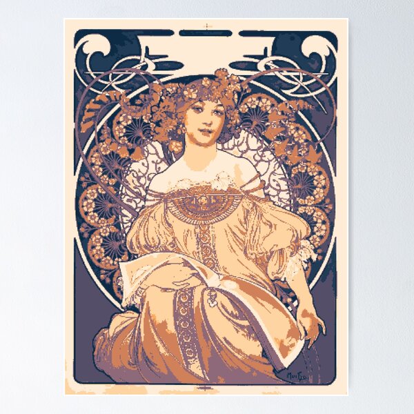 PIXELED (Daydream Alphonse Mucha 1897) art nouveau pixel