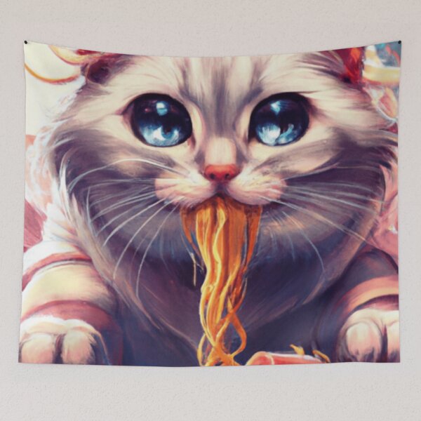 Item preview, Cute Cat Eating Spaghetti Funny Cat And Pasta designed and sold by The Glasses Girl.