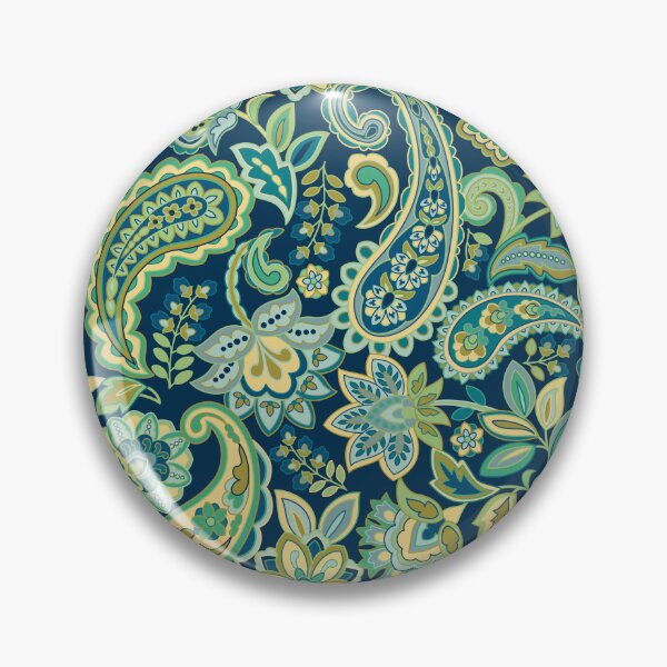 Item preview, Green Gold Paisley Navy designed and sold by Barbara Pixton.