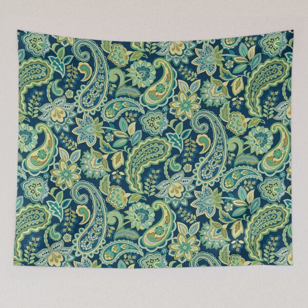 Item preview, Green Gold Paisley Navy designed and sold by Barbara Pixton.