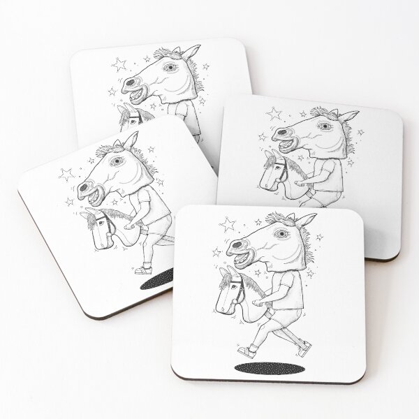 Item preview, Surreal Hobby Horse Show Jumping Kid Black and White designed and sold by RGB-Ginger.