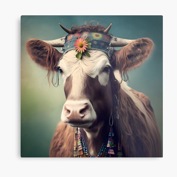 Item preview, HIPPIE COW - Animal Art designed and sold by Chrisjeffries24.