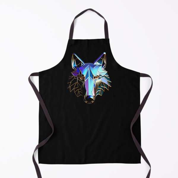 Item preview, Shiny Iridescent 3D Poly Wolf Head with Gold Trim - Reflective Metallic Art Print designed and sold by Cawaiico.