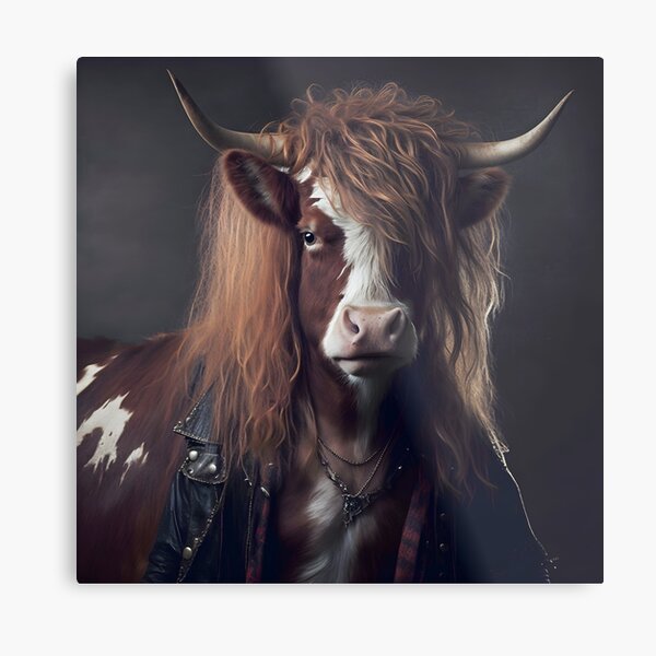 Item preview, 1980s Hair Metal Cow - Animal Art designed and sold by Chrisjeffries24.