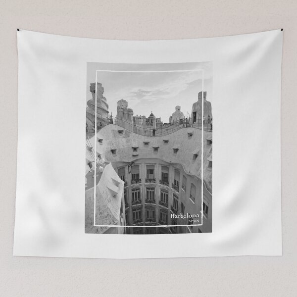 Item preview, La Pedrara by Antoni Gaudi in Barcelona Spain Travel Black and White designed and sold by SoccaTamam.