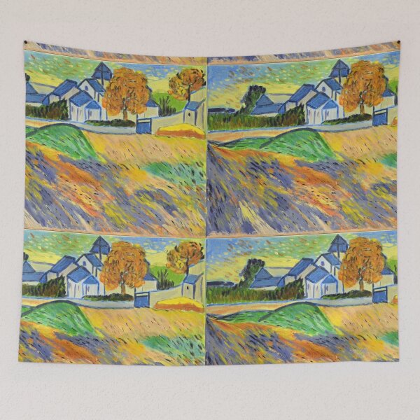 Item preview, Van Gogh style country farm home and land acrylic painting designed and sold by naturematters.
