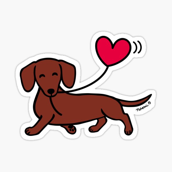Red Smooth Dachshund Heart Balloon Sticker