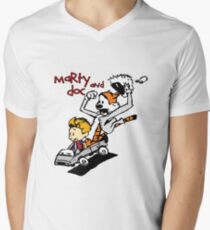 Calvin & Hobbes Back To The Future Men's V-Neck T-Shirt