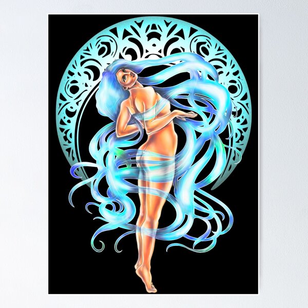 Item preview, Moonlit Siren: Original Hand-drawn Illustration  designed and sold by TheBeanStudio.