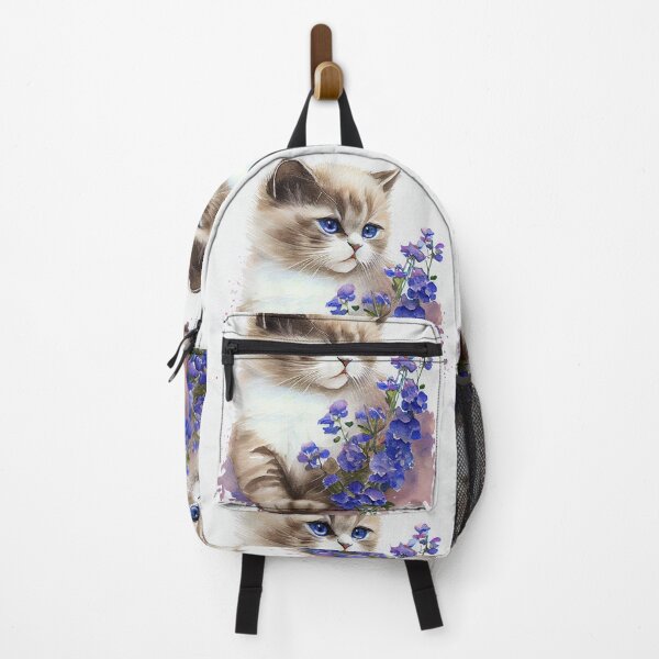 Item preview, kitten with blue flower designed and sold by Teatea321.