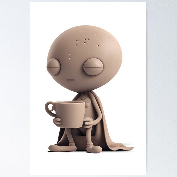 Item preview, Cute Alien on a Coffee Break - The Stone Collection designed and sold by FiveIntentions.