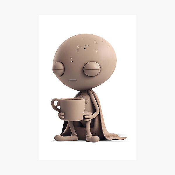 Item preview, Cute Alien on a Coffee Break - The Stone Collection designed and sold by FiveIntentions.