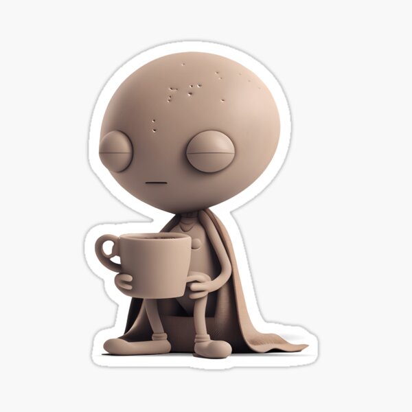 Item preview, Cute Alien on a Coffee Break - The Stone Collection designed and sold by FiveIntentions.