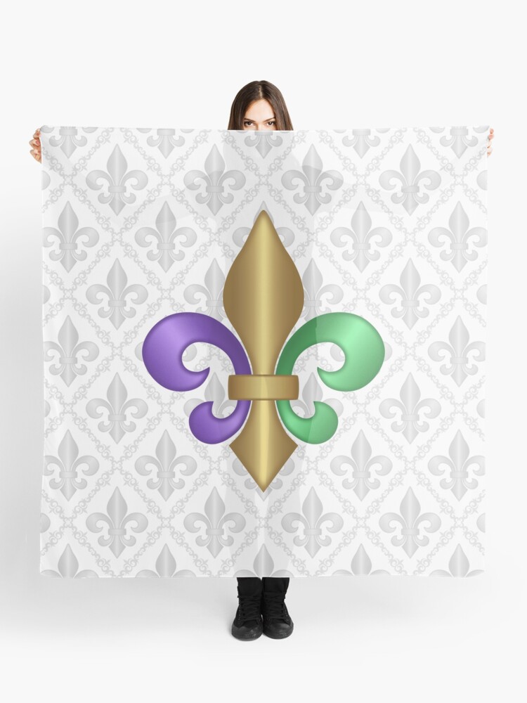 Fleur De Lis Scarf in Purple Purple White Scarf Fleur De 