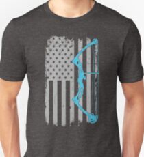Compoundbogen Amerikanische Flagge Bowhunter Unisex T-Shirt