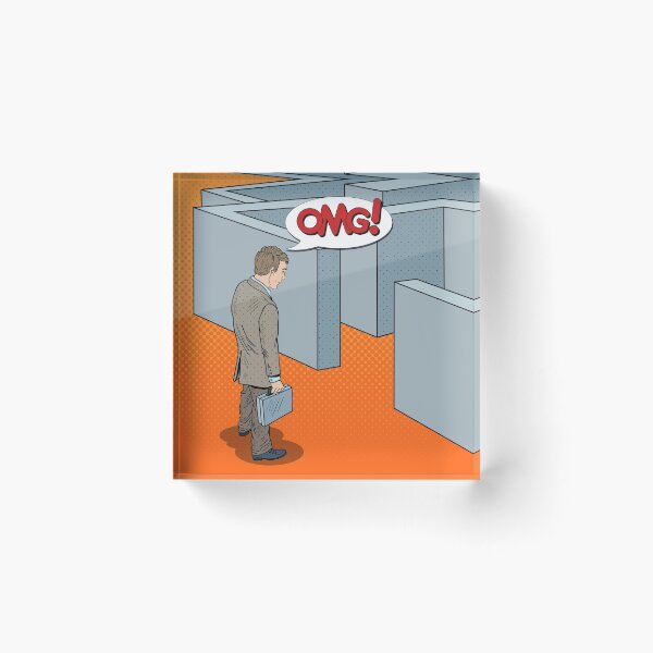 Item preview, Pop Art Doubtful Businessman with Briefcase Standing in Front of Labyrinth.  designed and sold by ivector.