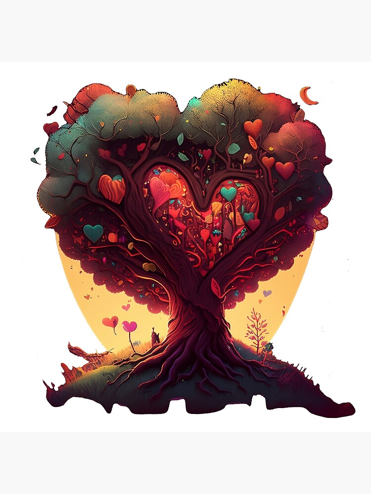 Hearts in Harmony: A Tree of Love Art Print for Sale by nzanzuh