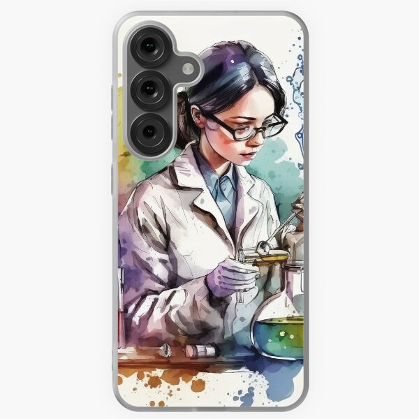 Item preview, Watercolor illustration of Woman scientist working in the lab designed and sold by Willow Art Boutique.