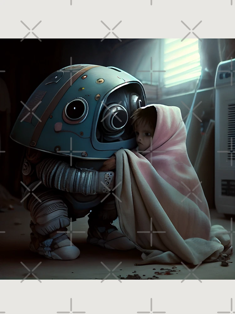 Thumbnail 6 von 6, Premium Oversized Pullover, Investigating Under the Robots Blanket Digital Painting designt und verkauft von CodeAndColors.