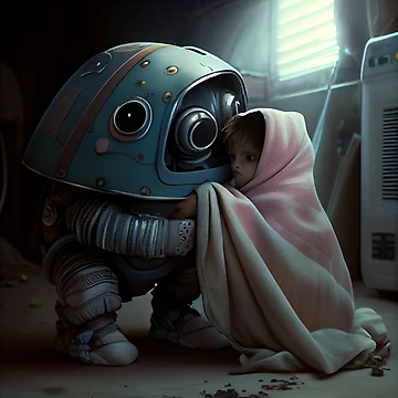 Vorschaubild zum Design Investigating Under the Robots Blanket Digital Painting von CodeAndColors