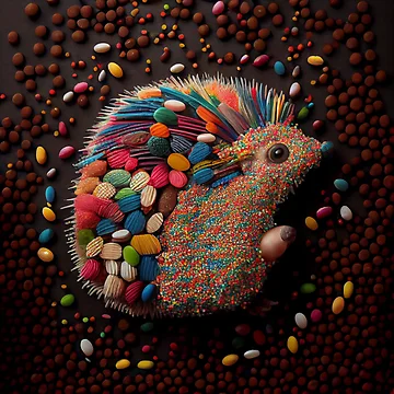 Vorschaubild zum Design A Mosaic of Sprinkles and Porcupine Digital Painting von CodeAndColors