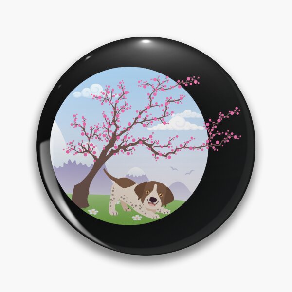 Item preview, German Shorthaired Pointer Puppy with Spring Blossom Tree designed and sold by SeasonalDogs.