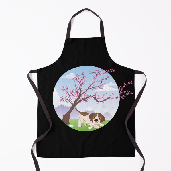 Item preview, German Shorthaired Pointer Puppy with Spring Blossom Tree designed and sold by SeasonalDogs.