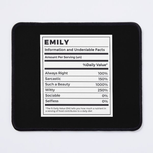 Item preview, Funny Emily Name Nutrition Facts designed and sold by MrEddie10.