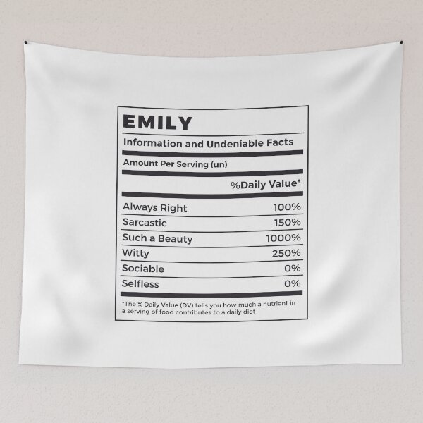 Item preview, Funny Emily Name Nutrition Facts designed and sold by MrEddie10.