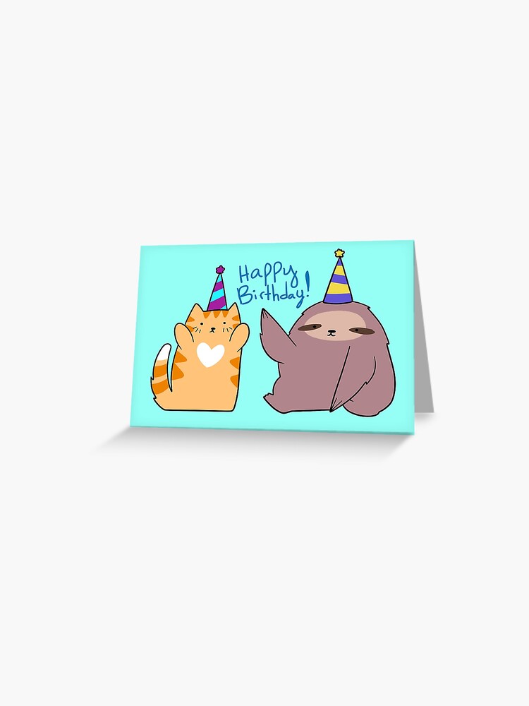 Carte De Vœux Bon Anniversaire Chat Tigre Paresseux Et Orange Par Saradaboru Redbubble